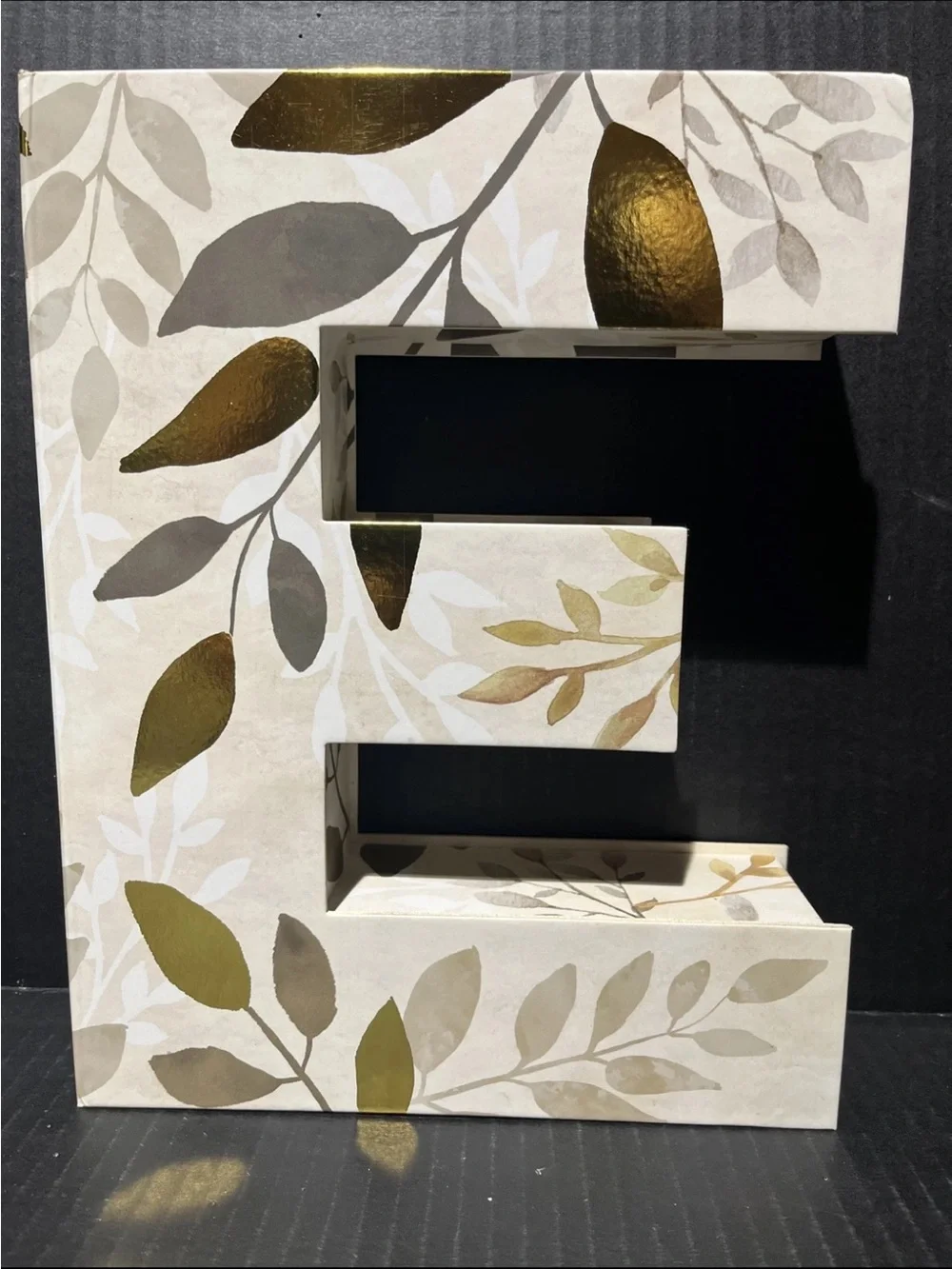 Cardboard Letter E Tabletop Decor Gift Storage Box 11”x8.5”x2.5” New